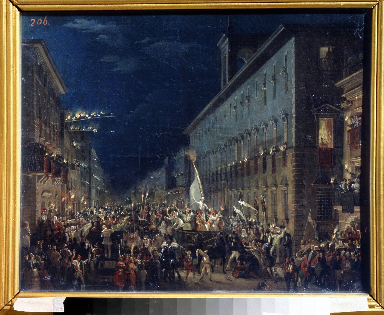 Politisk manifestation i Rom (Italien) - Maleri af Karl Pavlovich Briullov (Briullov) (1799-1852) - Olie på lærred, 37 x 46 cm af Karl Pavlovich Bryullov