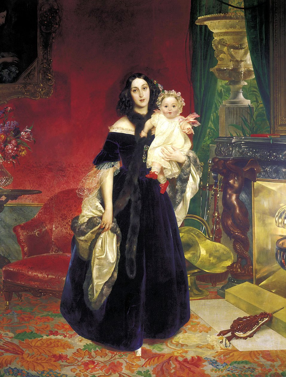 Maria Arkadyevna Stolypina Beck 1819-1889 med sin datter, 1840. af Karl Pavlovich Bryullov