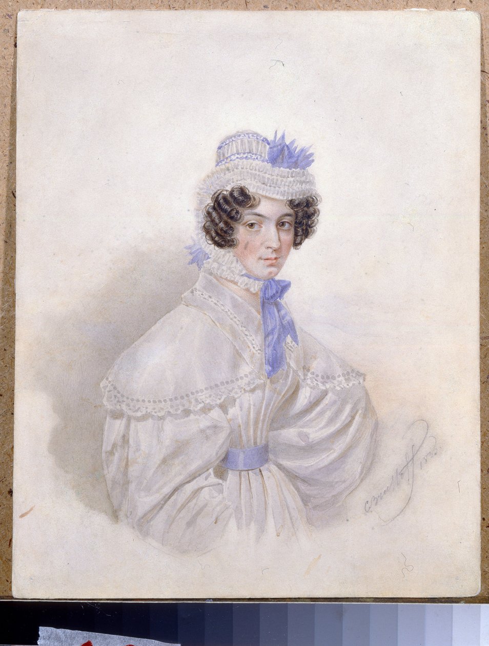 Portræt af Anna Borisovna Bakunina (1802-1835). Værk af Karl Pavlovich Briullov (Briullov) (1799-1852), akvarel på papir af Karl Pavlovich Bryullov