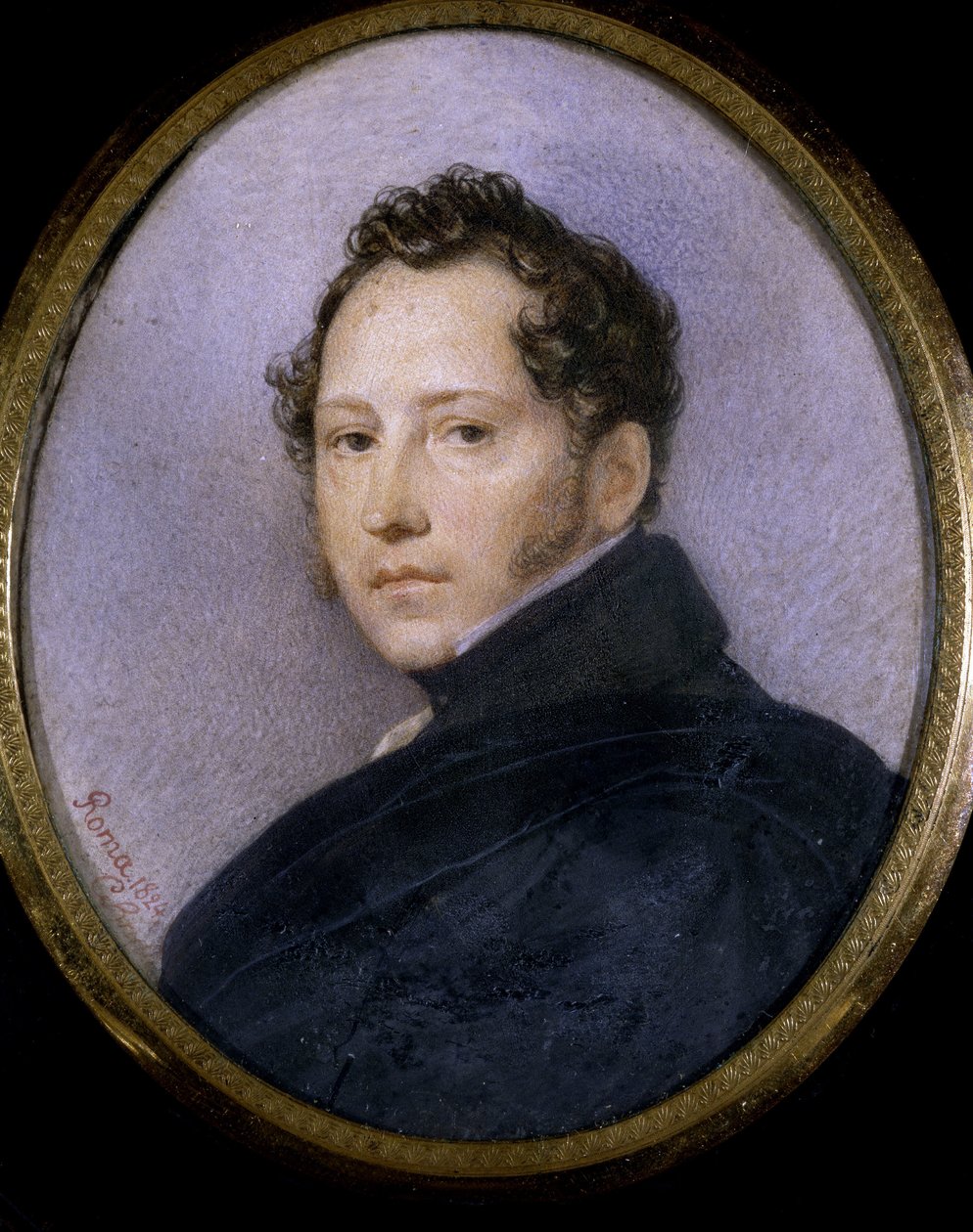 Portræt af kunstneren Sylvester Shchedrin (Sylvester Shchedrin) (1791-1830) (Portræt af kunstneren S. Shchedrin). Værk af Karl Pavlovich Briullov (Bryullov) (1799-1852), akvarel på papir af Karl Pavlovich Bryullov