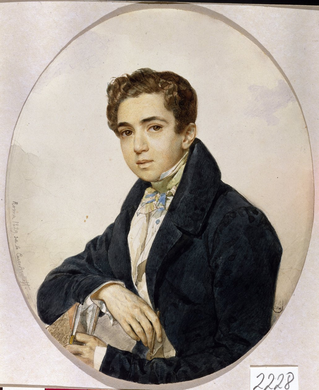 Portræt af prinsen Grigory Grigorievich Gagarin (Grigori Gagarin) (1810-1893) (Portræt af prinsen Grigory Grigorievich Gagarin) - Kunstværk af Karl Pavlovich Briullov (Briullov) (1799-1852), akvarel og blæk på papir af Karl Pavlovich Bryullov