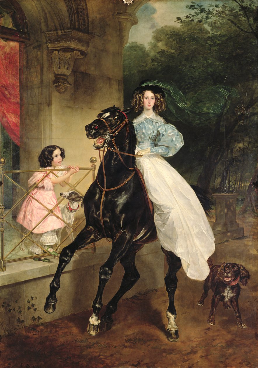 Rytteren, Portræt af Giovanina og Amacilia Paccini, grevinde Samoilovas afdelinger, 1832 af Karl Pavlovich Bryullov