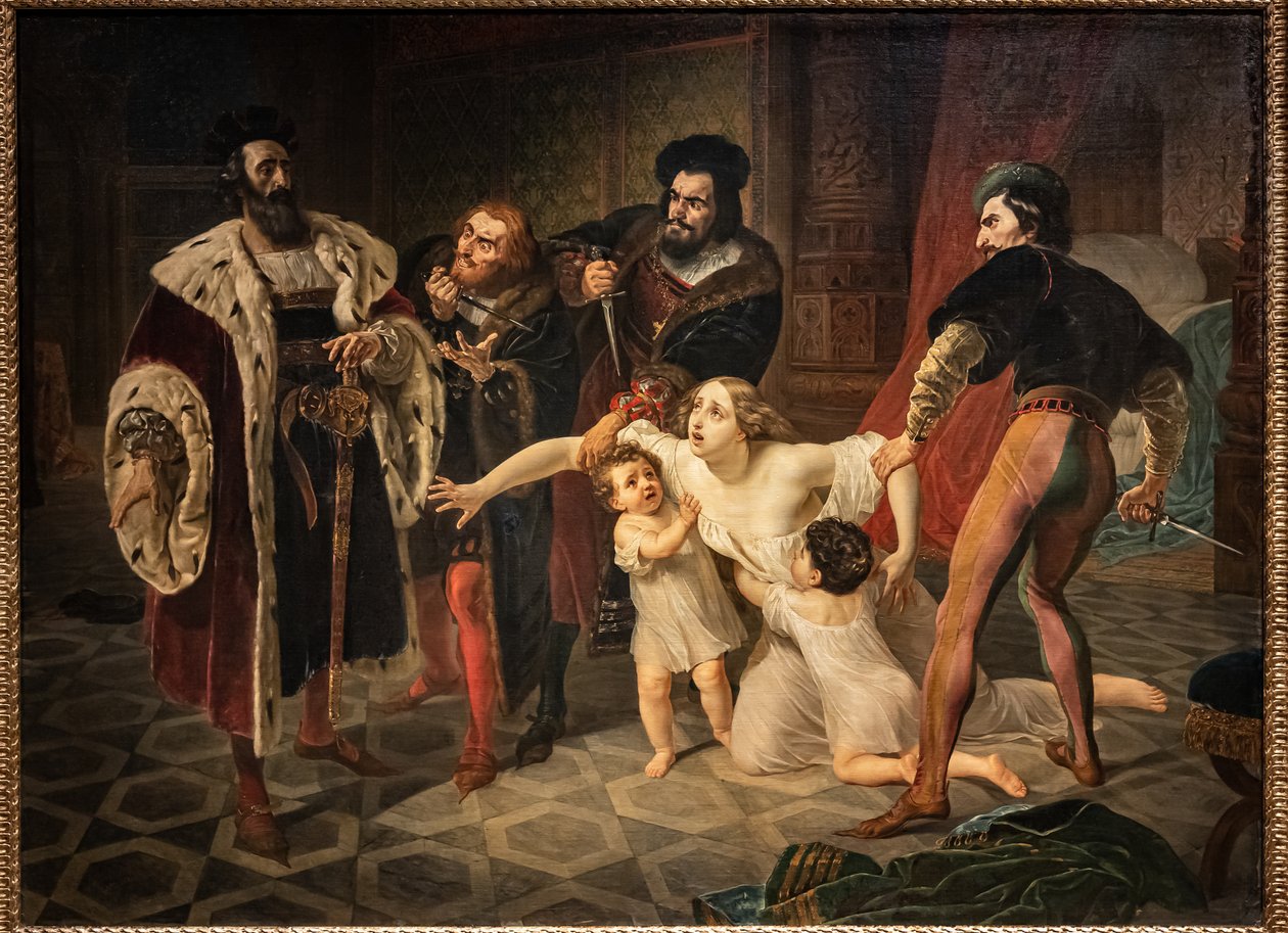 Ines Di Castros ofring (Ines Di Castros død) (olie på lærred) af Karl Pavlovich Bryullov