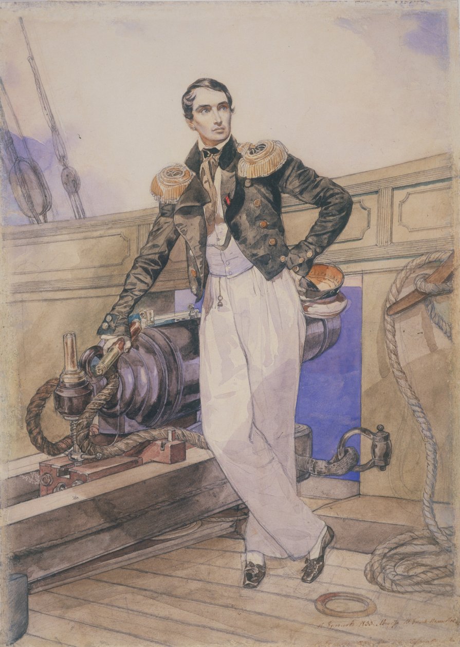 Vladimir Alexeyevich Kornilov ombord på briggen Themistokles, 1835 af Karl Pavlovich Bryullov