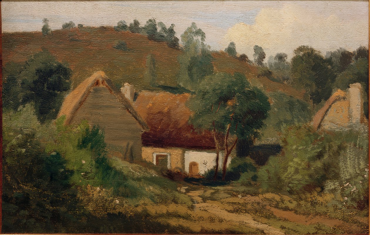 Fransk landskab med huse af Karl Peter Burnitz
