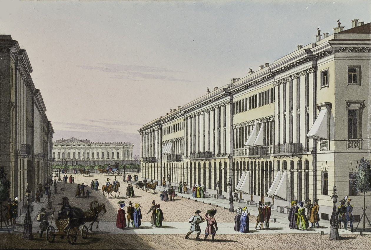 Mikhailovskaya-gaden med udsigt over Michael Palace i St. Petersborg, første halvdel af det 19. af Karl Petrovich Beggrov