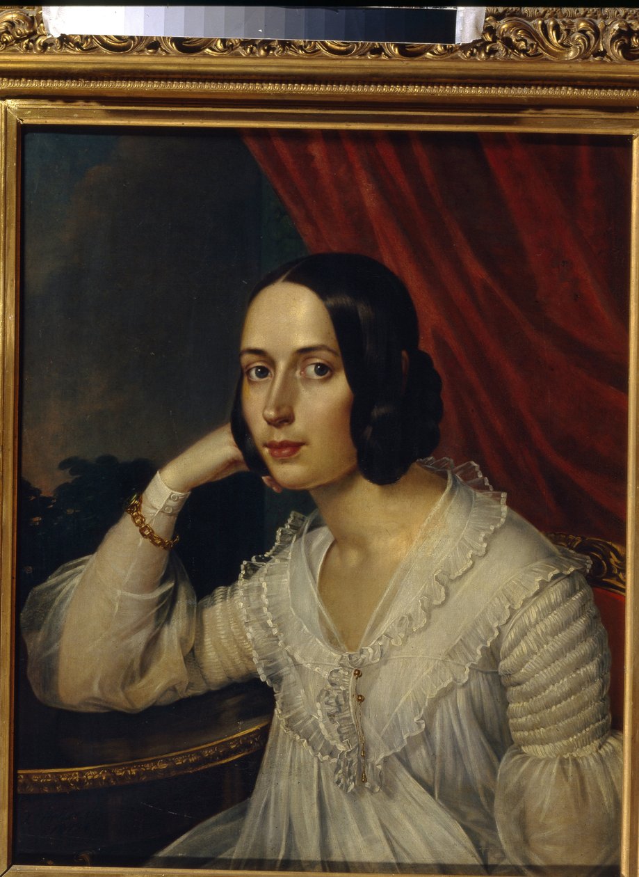 Portræt af Natalia Alekseevna Tuchkova Ogareva (1829-1913) (Portræt af N. A. Tuchkova Ogareva). Peinture de Karl Reichel (1788-1857), olie på lærred 1842. Art russe af Karl Reichel