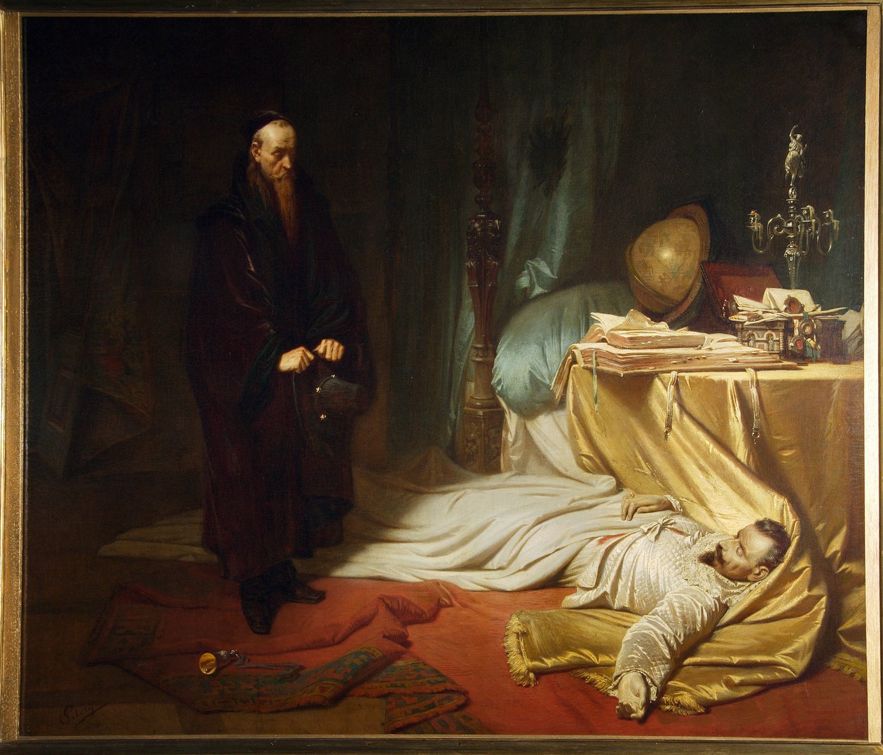 Baptiste Seni af Wallensteins døde legeme, fra Wallenstein-trilogien af Friedrich Schiller af Karl Theodor von Piloty