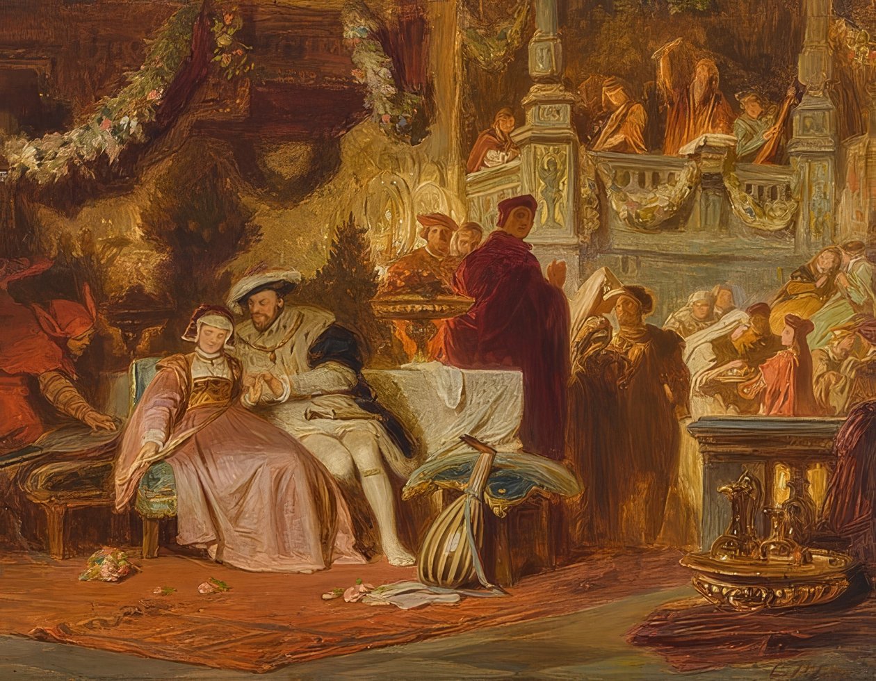 Henry VIII bejler til Anna Boleyn ved kardinal Wolseys bal af Karl Theodor von Piloty