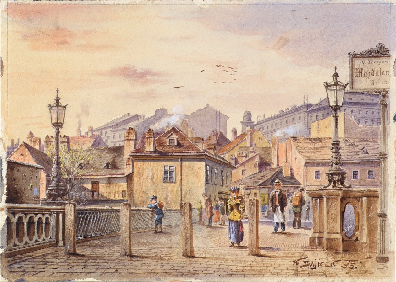 Magdalenebroen over Wien-floden af Karl Wenzel Zajicek