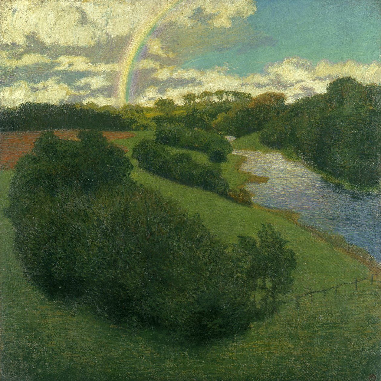 Landskab med en regnbue i Alster af Karl Wilhelm Arthur Illies