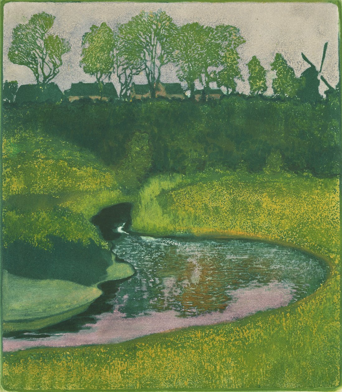 Alsterdalen nær Wellingsbuttel (farve litho) af Karl Wilhelm Arthur Illies