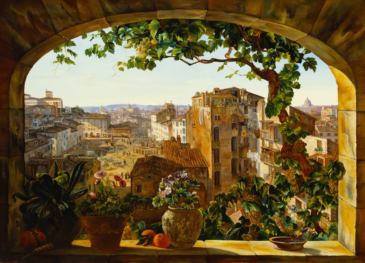 Piazza Barberini, Rom, 1830 af Karl von Bergen