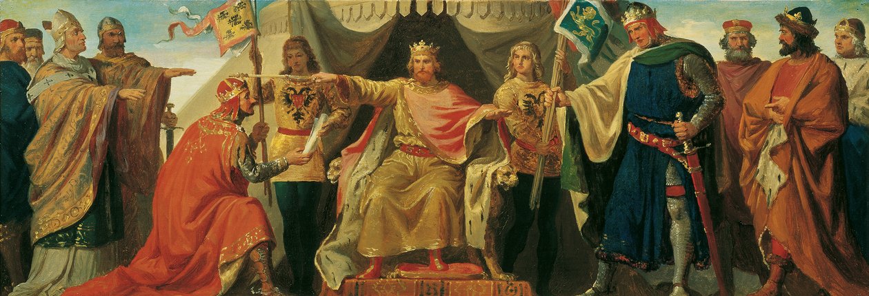 Friedrich Barbarossa afslører Heinrich Jasomirgott og løven Heinrich af Karl von Blaas