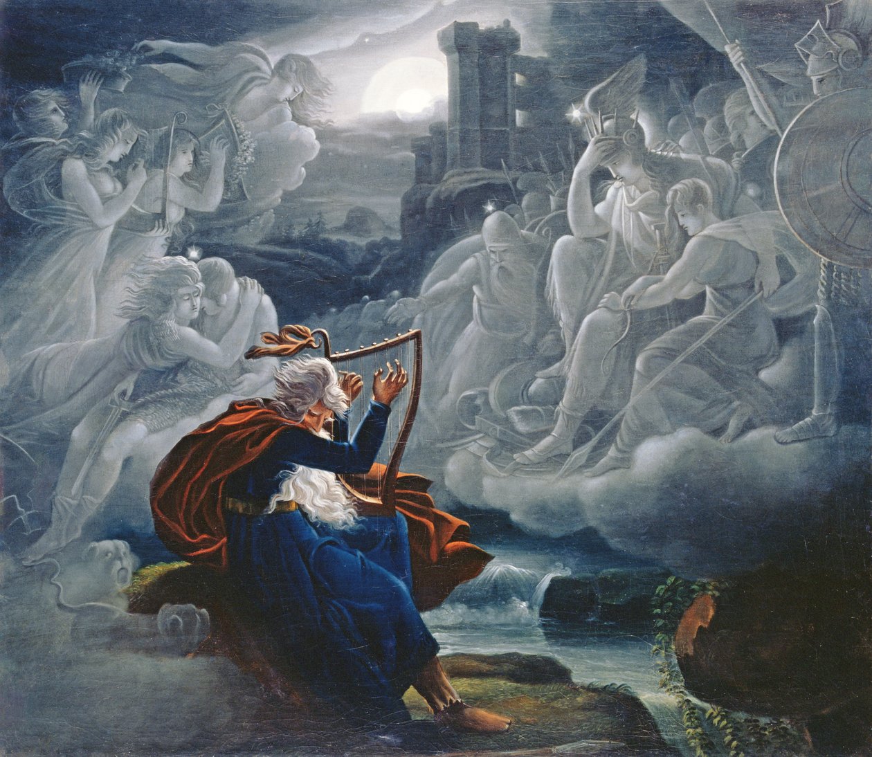 Ossian fremtryller ånderne ved bredden af floden Lorca af Karoly Kisfaludy