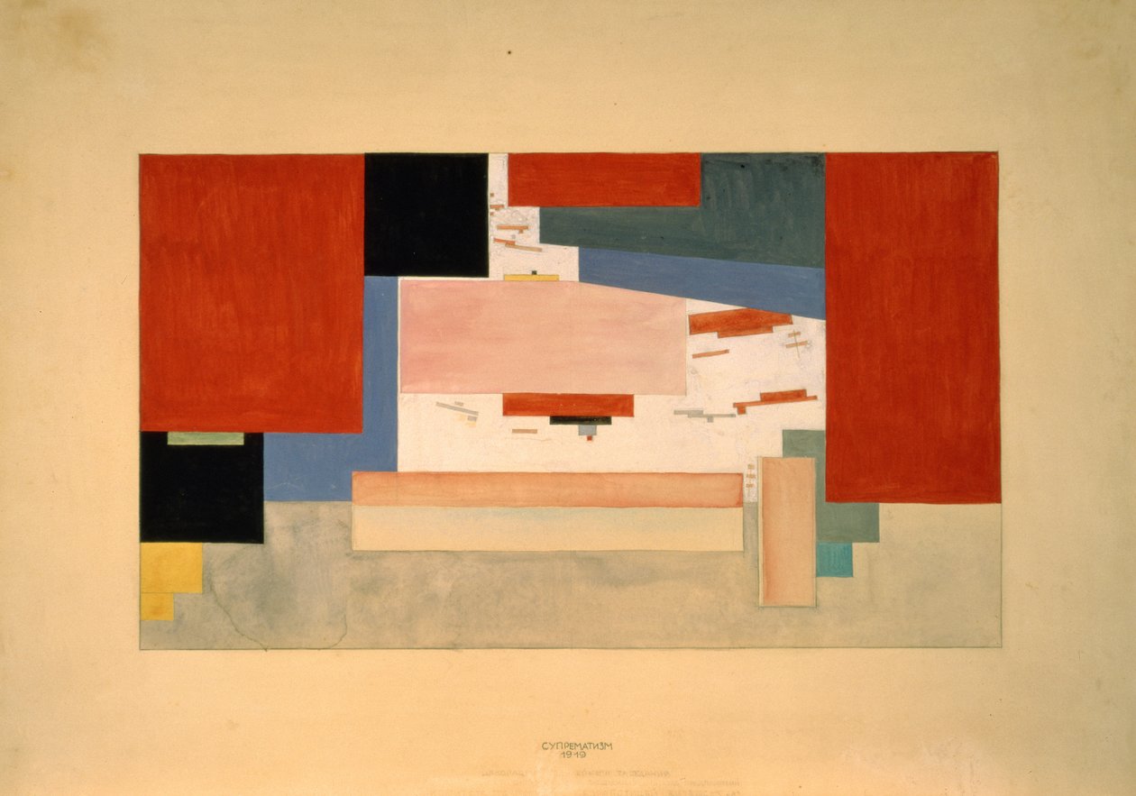 Suprematisme, 1919 (blyant, wc og blæk på papir) af Kasismir and Lisitzky, El Malevich