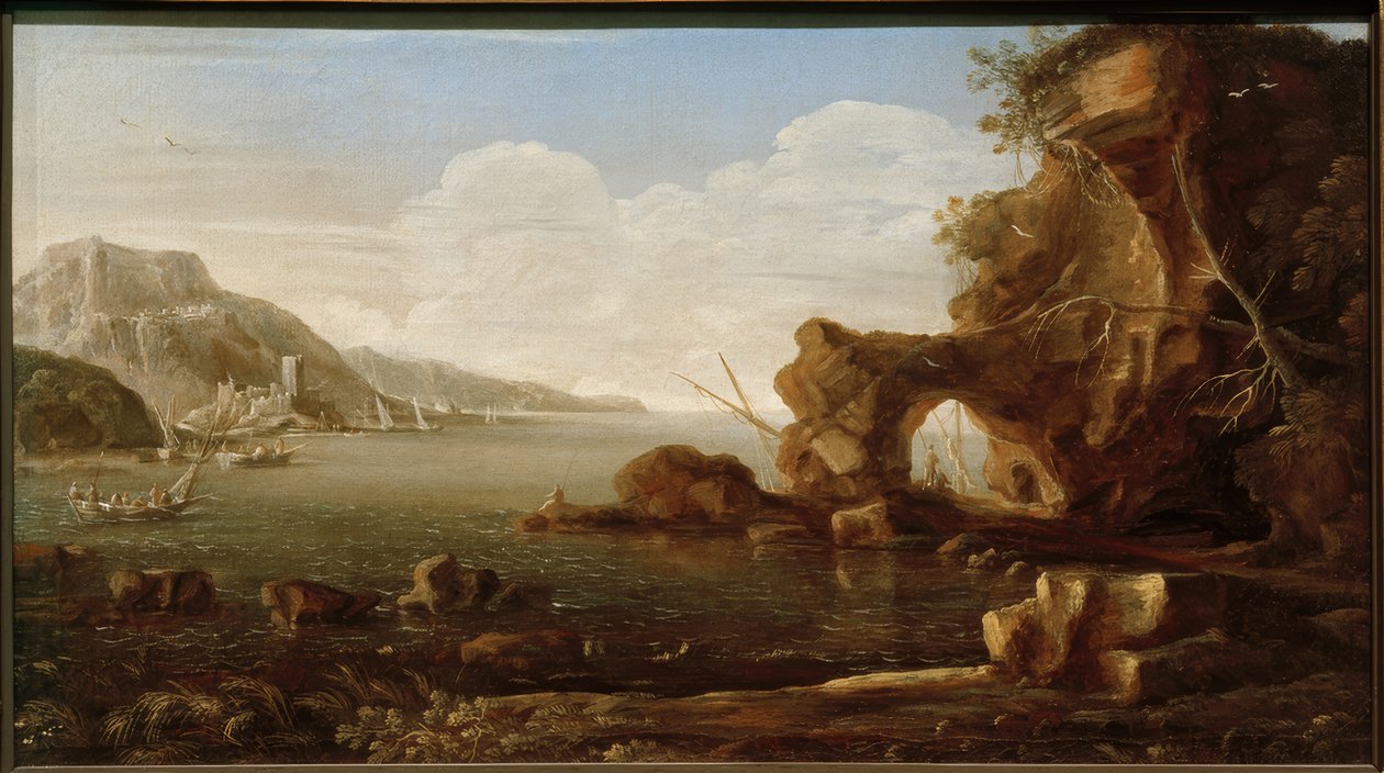 Middelhavet kystscene af Kaspar van Eyck