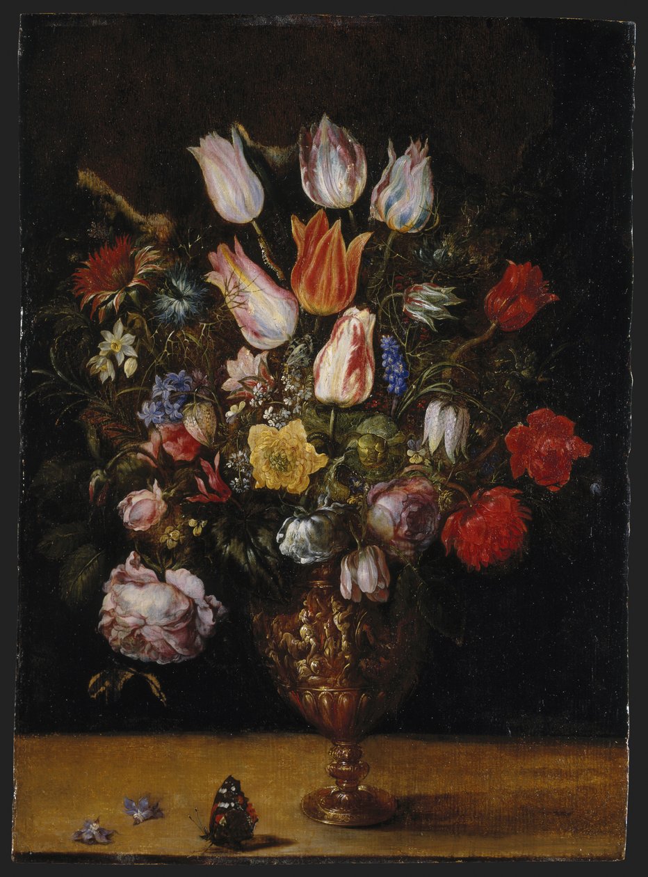 Blomster i en vase af Kasper or Gaspar van den Hoecke