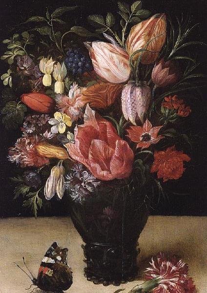Stilleben af blomster, 1620-21 (olie på kobber) af Kasper or Gaspar van den Hoecke