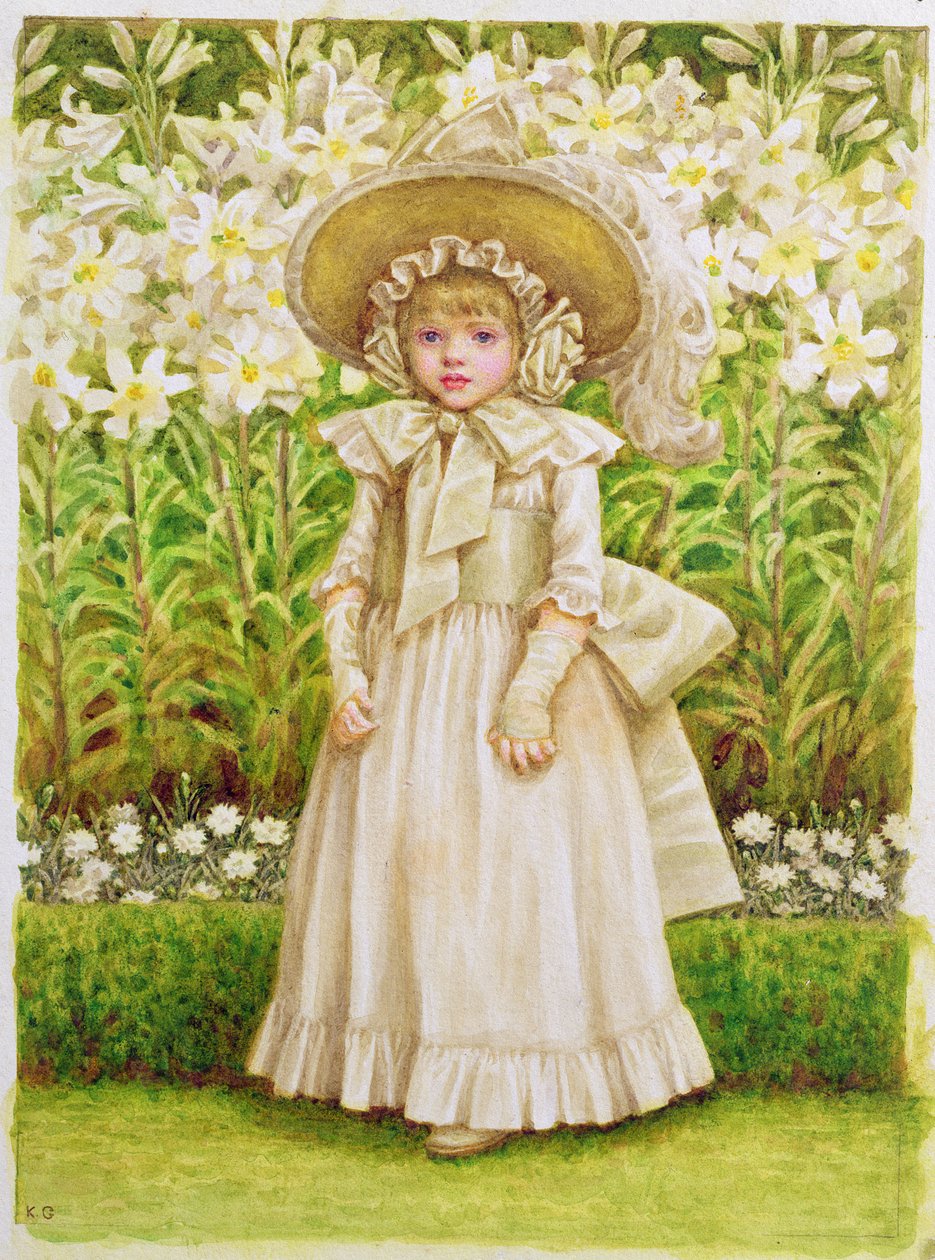 Barn i hvid kjole, ca. 1880 af Kate Greenaway