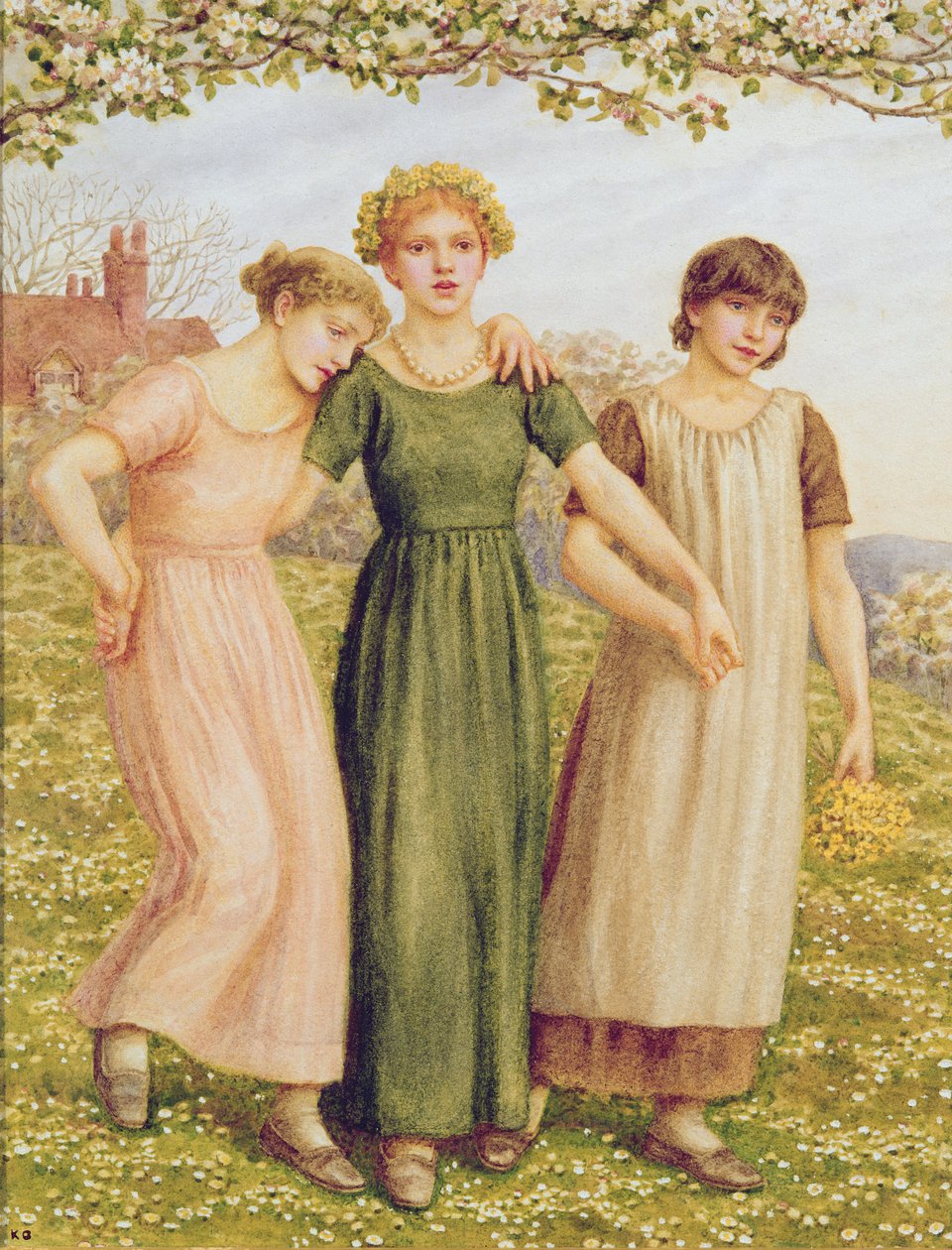 Tre unge piger, 1800-tallet af Kate Greenaway