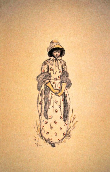 Pige med sjal og sjal af Kate Greenaway