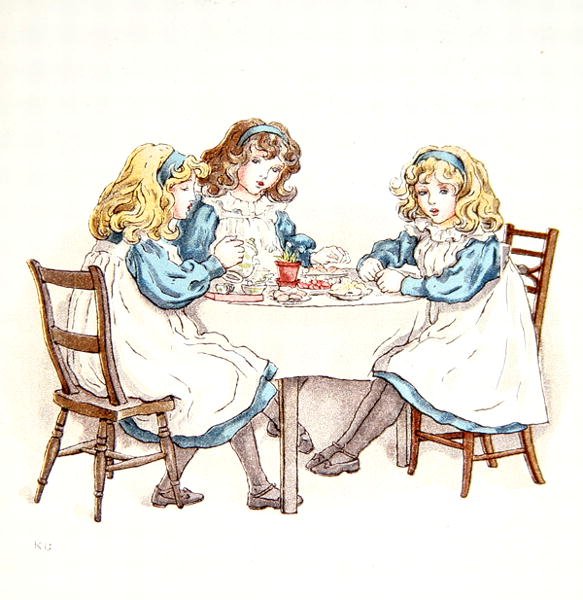 Girls Tea party, illustration fra 