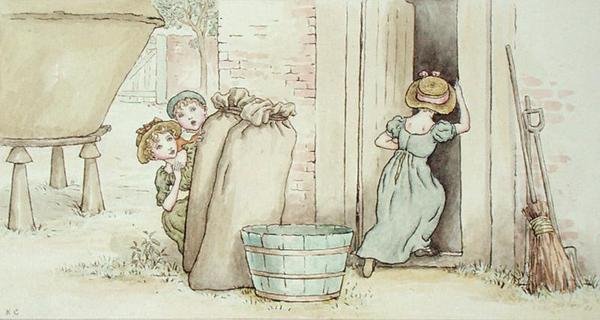 gemmeleg (akvarel på papir) af Kate Greenaway