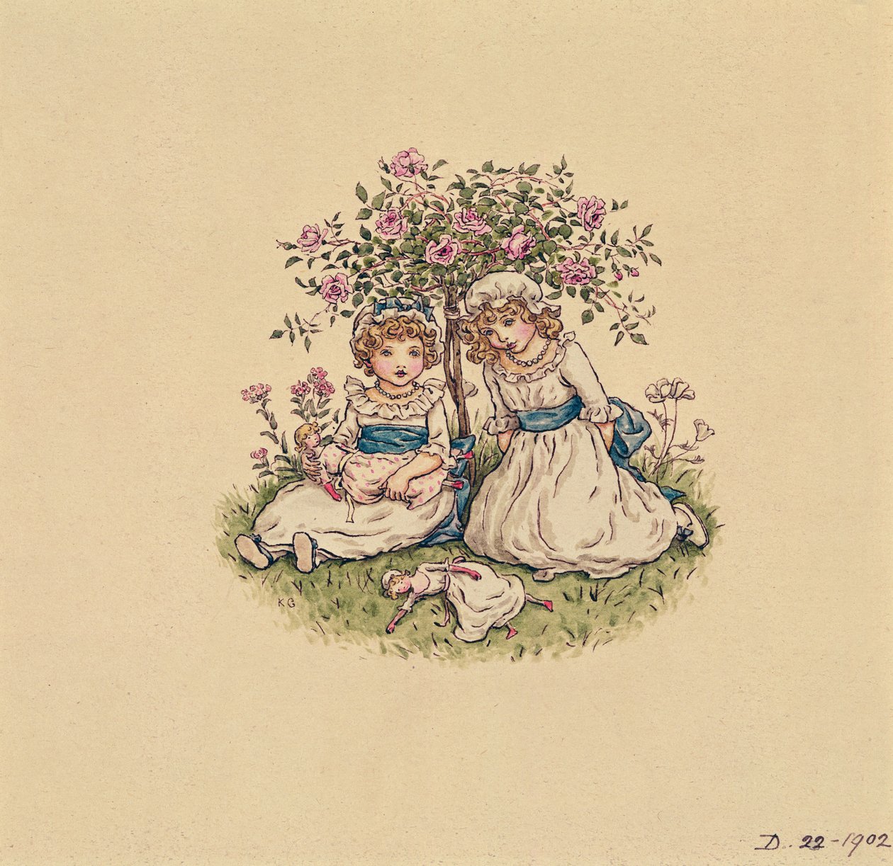 Illustration til St. Valentines Day 1902 (wc på papir) af Kate Greenaway