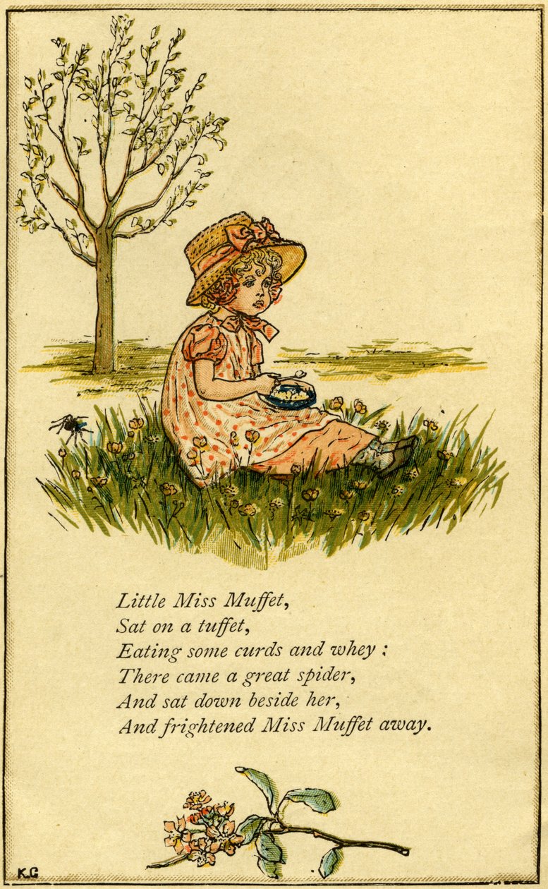 Lille Miss Muffet illustreret af Kate Greenaway