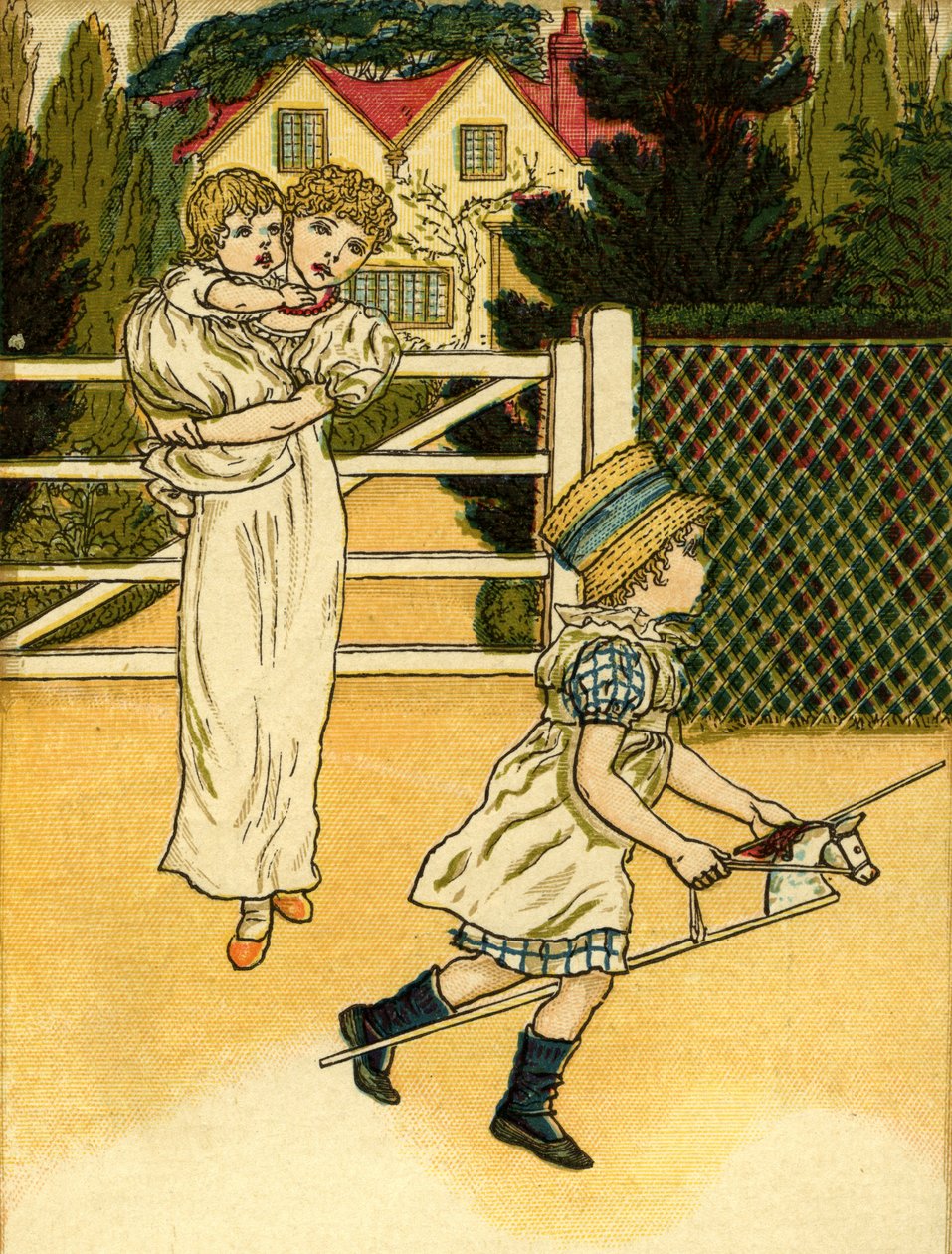 Rid på en hanehest illustreret af Kate Greenaway
