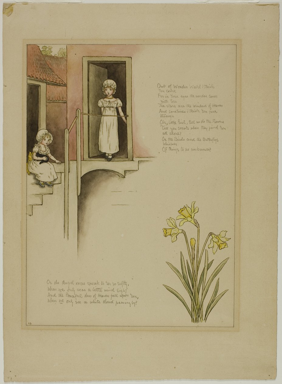 Studie til From Wonder World, fra Marigold Garden af Kate Greenaway