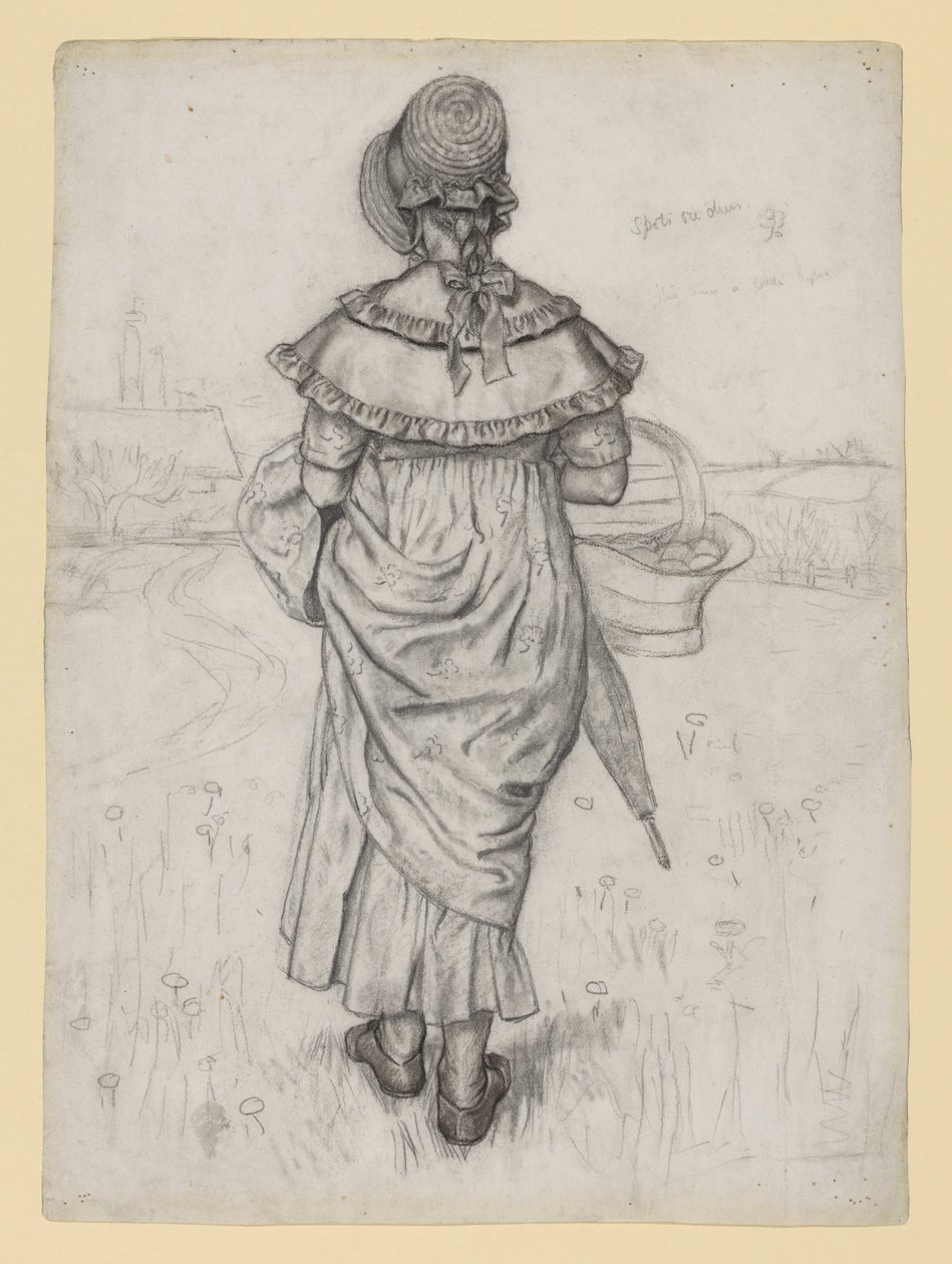 Studie til „Under the Window“ af Kate Greenaway