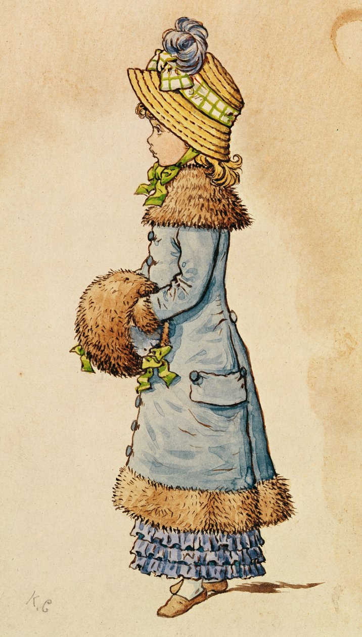 Søndagsbedste - ung pige i blåt af Kate Greenaway