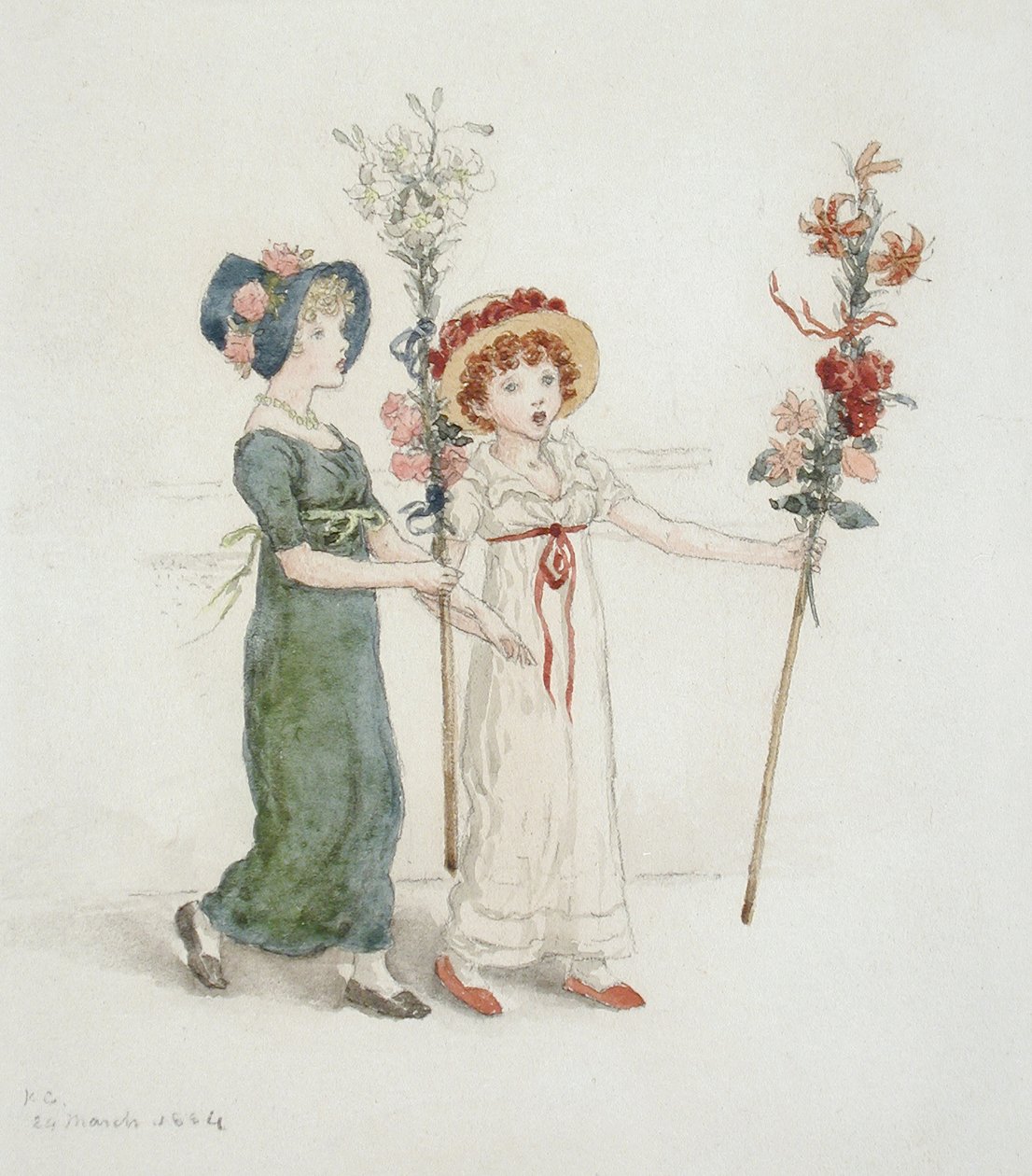 To børn med stokke af Kate Greenaway