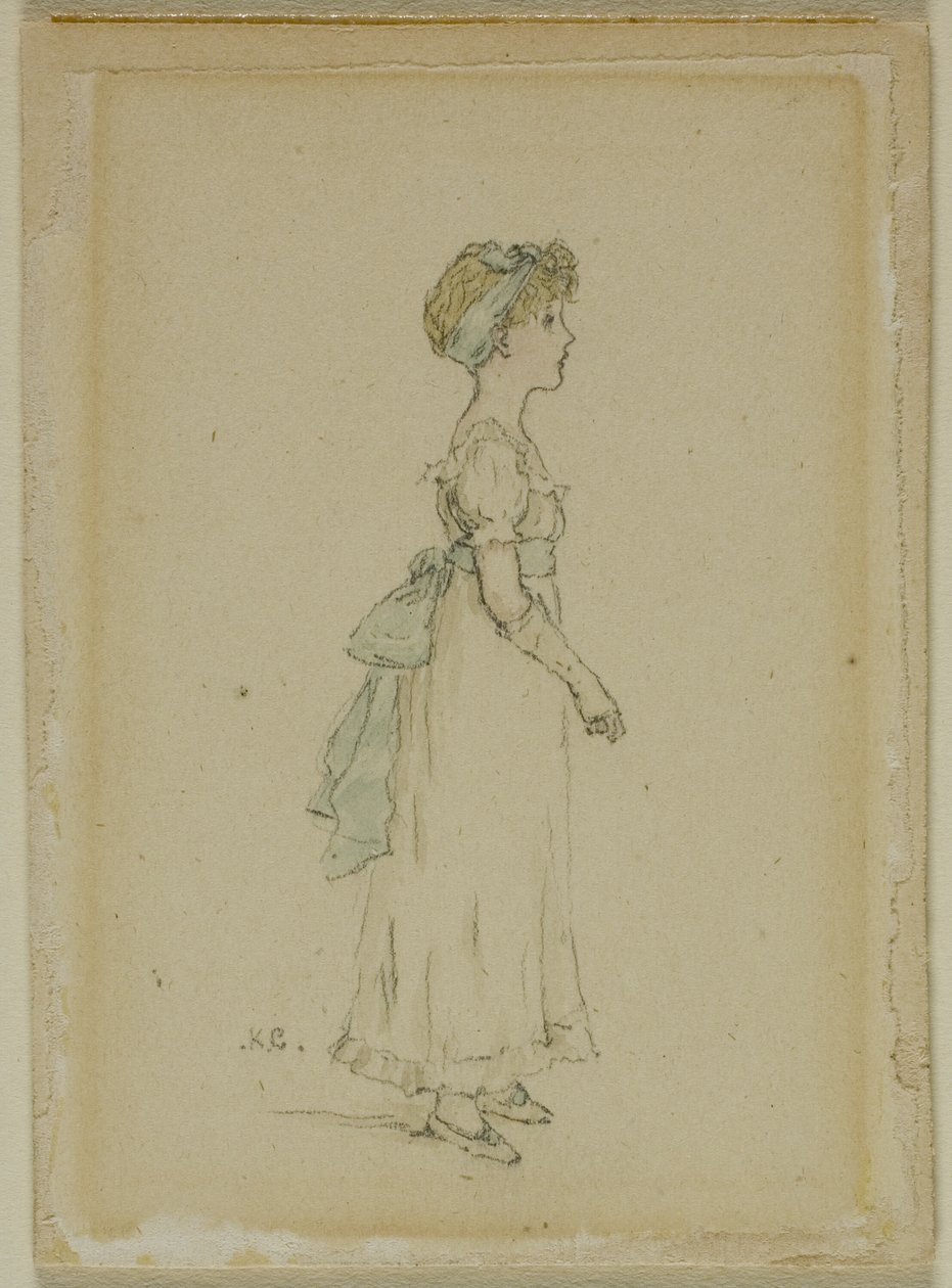Ung pige med blå bånd af Kate Greenaway