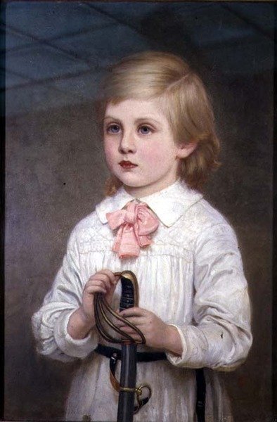 Et halvlængde portræt af major Sir Guy Colin Campbell, 4. Bt. som barn (underskrevet) af Kate Perugini