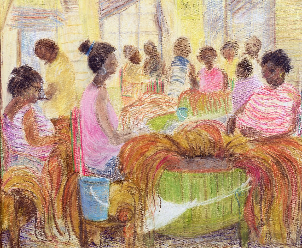 Cigar Factory, Havana (olie og pastel på lærred) af Kate Yates