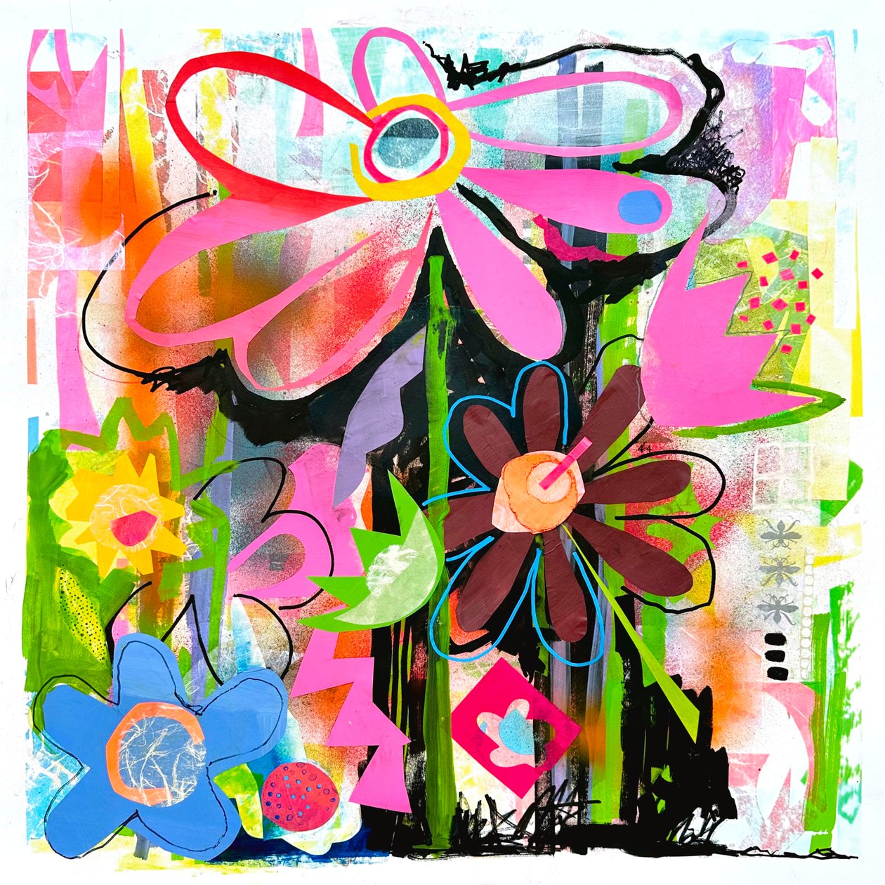 urban eden, 2025 (blandede medier på papir) af Kathy Dunaway