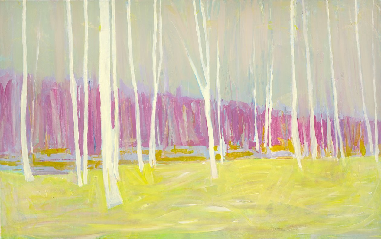 Pink  Yellow Woods, 2021 (akryl på lærred) af Katie Ré Scheidt