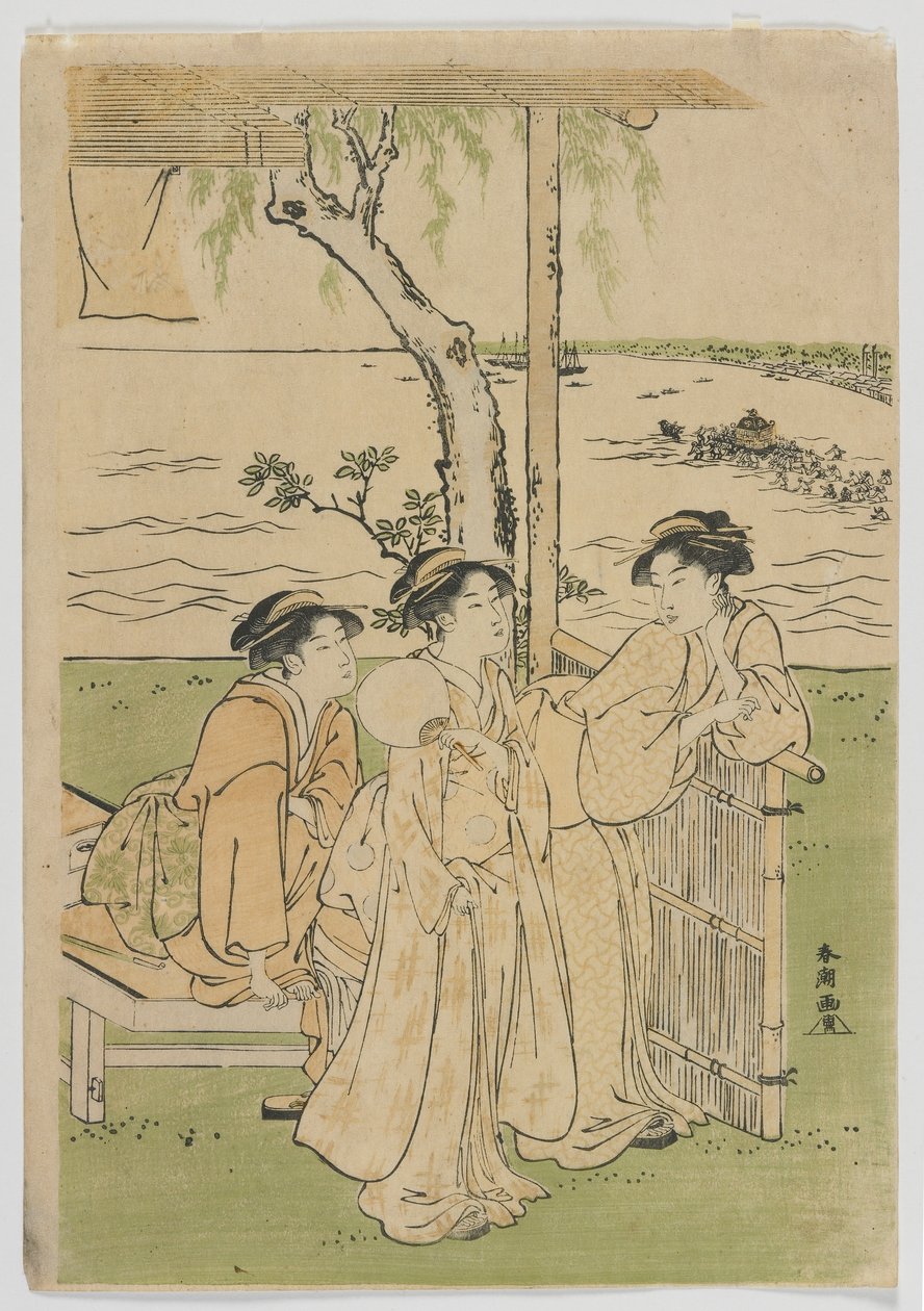 Tre skønheder om sommeren, kvinder i Takanawa, Edo-perioden, midten af 1780