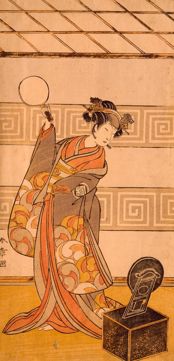 Skuespiller Arashi Sangoro II i kvindelig rolle, af Katsukawa Shunsho (1726-1792), træsnit, Japan, japansk civilisation af Katsukawa Shuncho