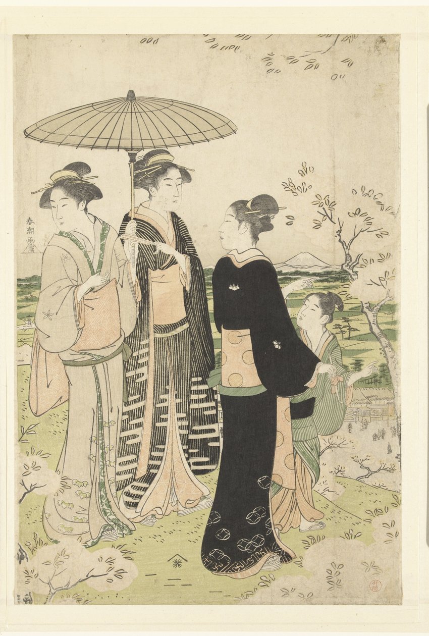 Beundre kirsebærblomsten ved Asukayama af Katsukawa Shuncho
