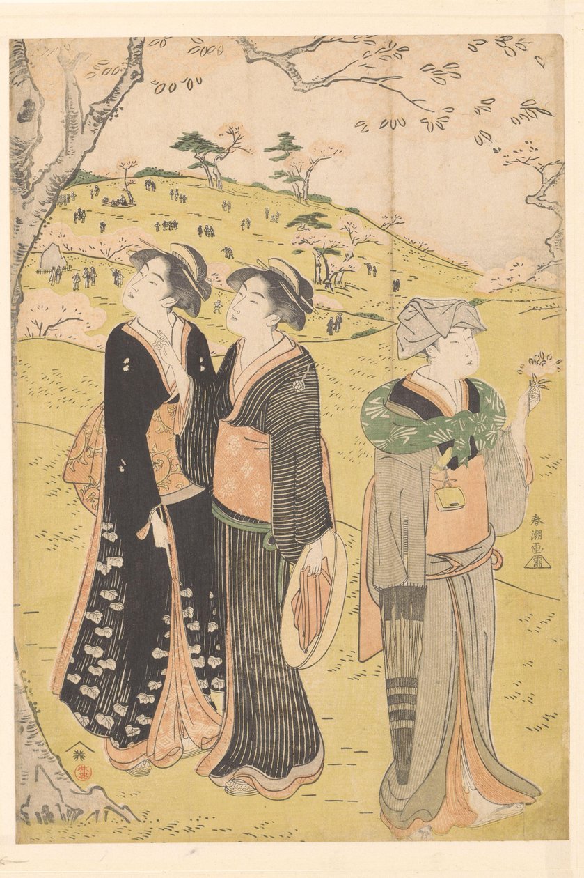 Beundre kirsebærblomsten ved Asukayama af Katsukawa Shuncho