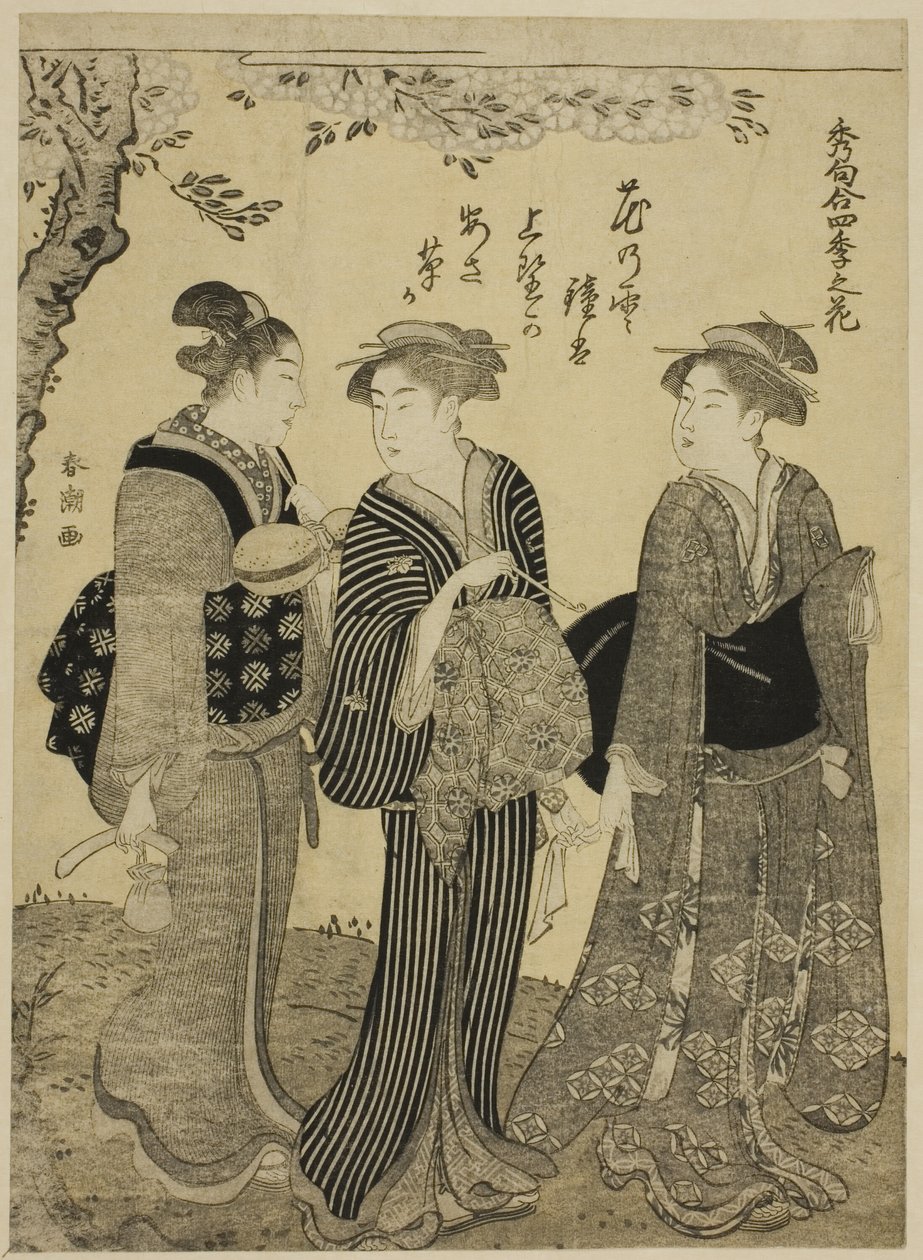 Cherry Blossoms in Spring, fra serien "Choicest Odes upon Flowers of the Four Seasons (Shuku awase, shiki no hana)" af Katsukawa Shuncho