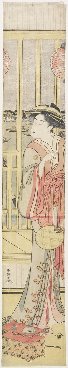 Kurtisane Hanao_gi Cooling Herself, ca. 1788 af Katsukawa Shuncho