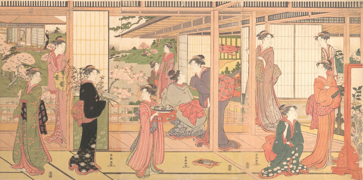 Palæ med udgang til en have, ca. 1786. af Katsukawa Shuncho