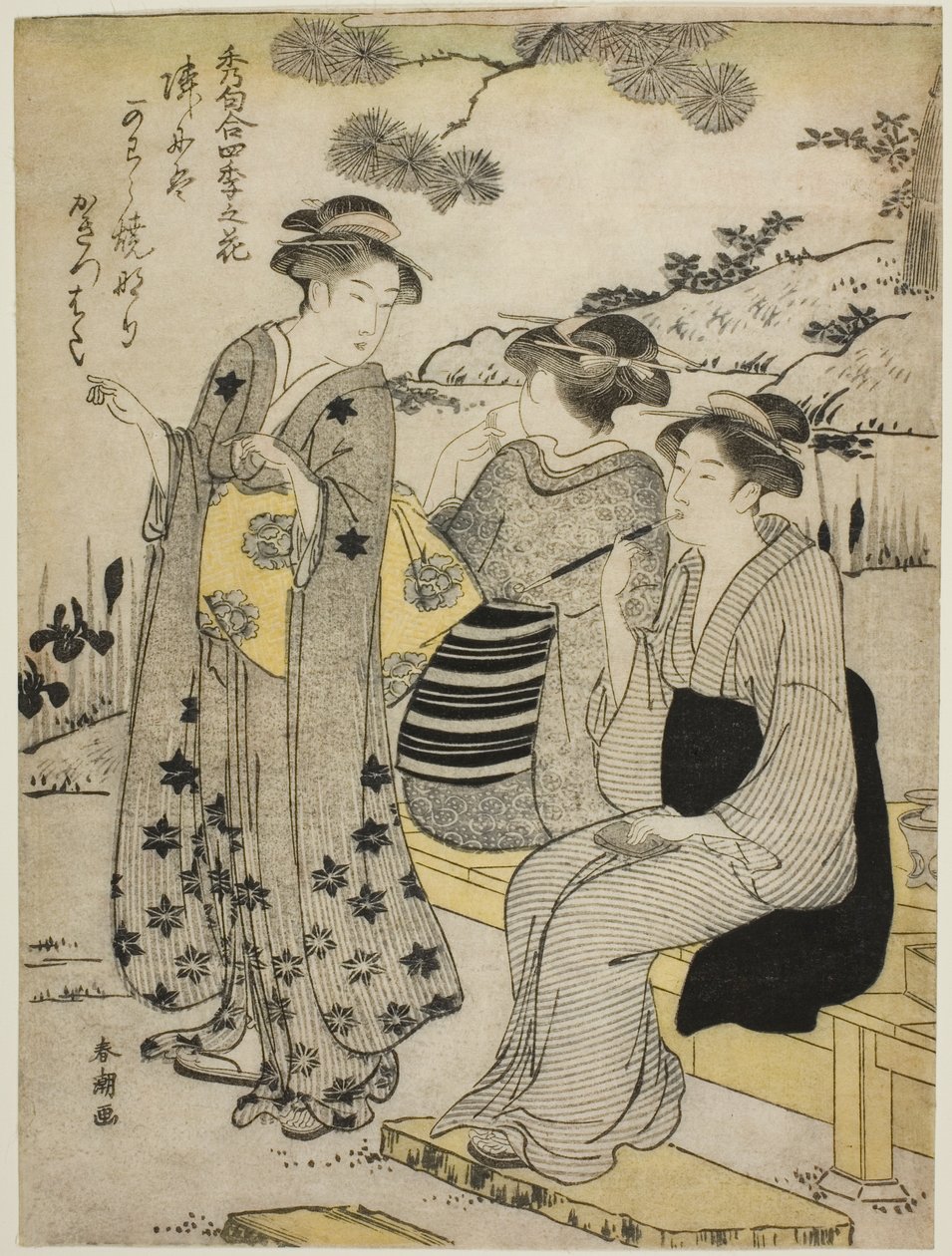 Rabbit-Ear Irises in Autumn, fra serien "Choicest Odes upon Flowers of the Four Seasons (Shuku awase, shiki no hana)" af Katsukawa Shuncho
