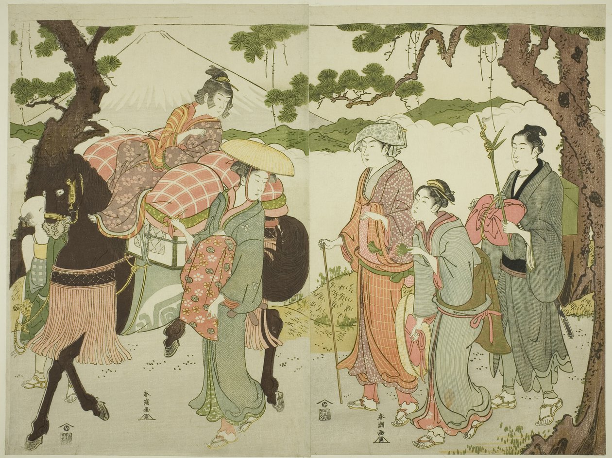 Rejsende på Tokaido af Katsukawa Shuncho