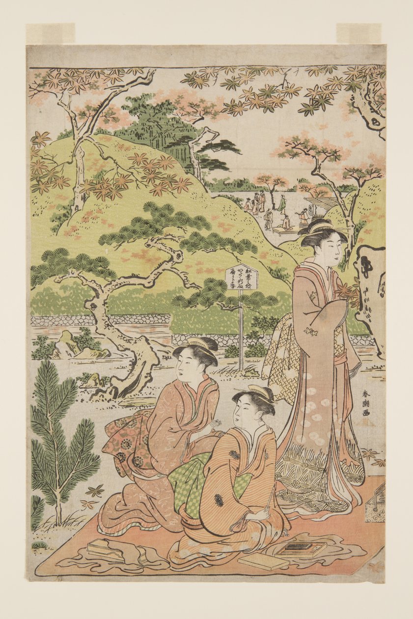Se efterårsblade ved Kaianji-templet (Kaianji no momiji-kari) (træblok i farver) af Katsukawa Shuncho